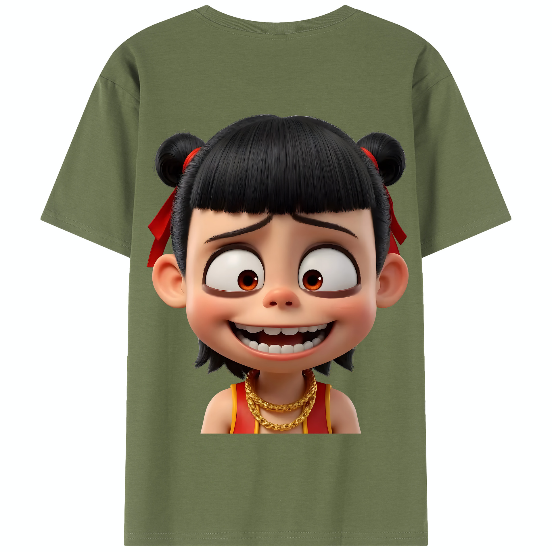（画像用） Ne Zha 2 ナタ 魔童の大暴れ 綿100％半袖Tシャツ（背面プリント）